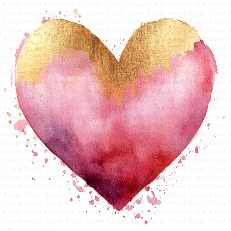 Pink Gold Hearts Clipart | 5 High Quality Jpg's | Digital Download ...