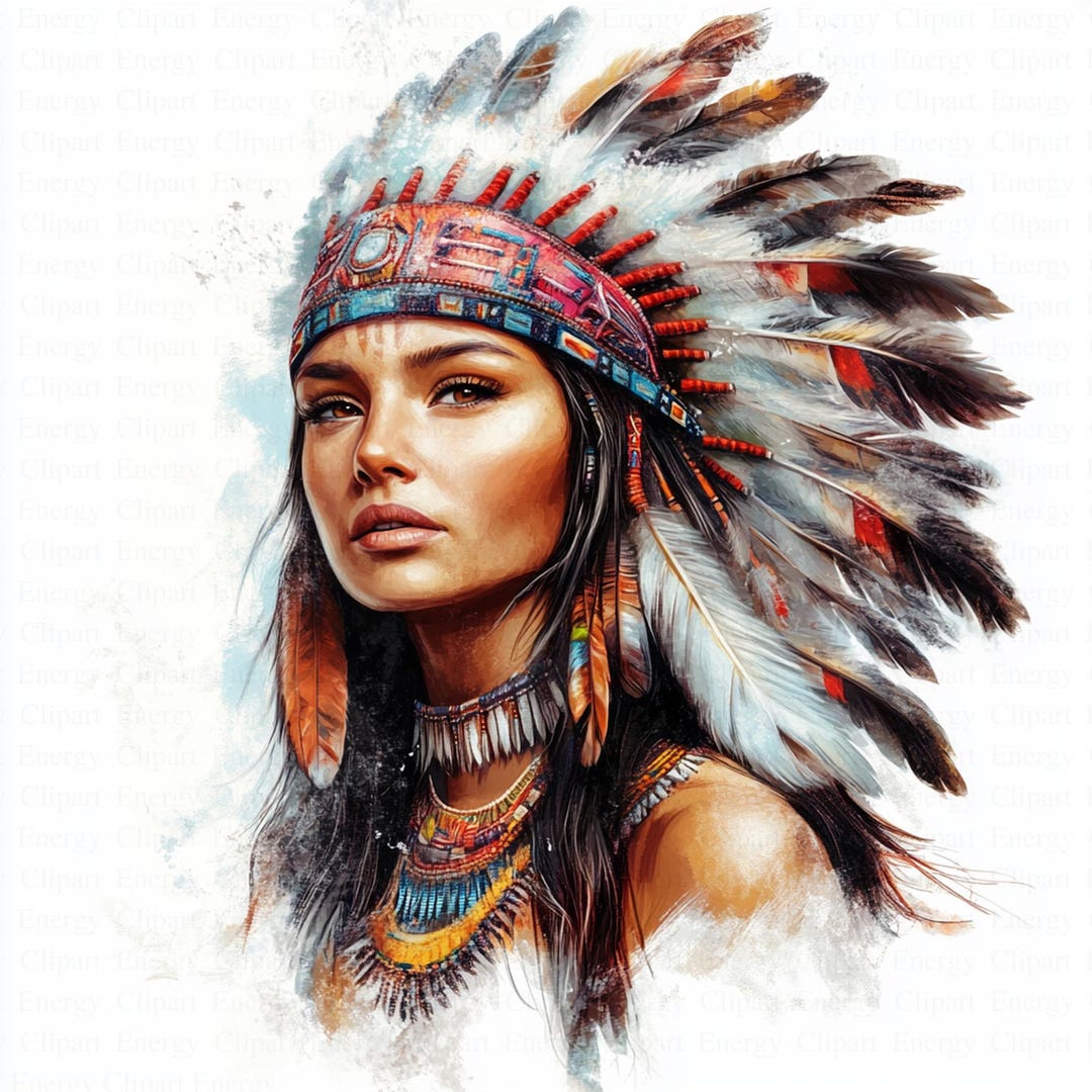 ネイティブ アメリカン インディアン女性のクリップアート | 5 つの高
