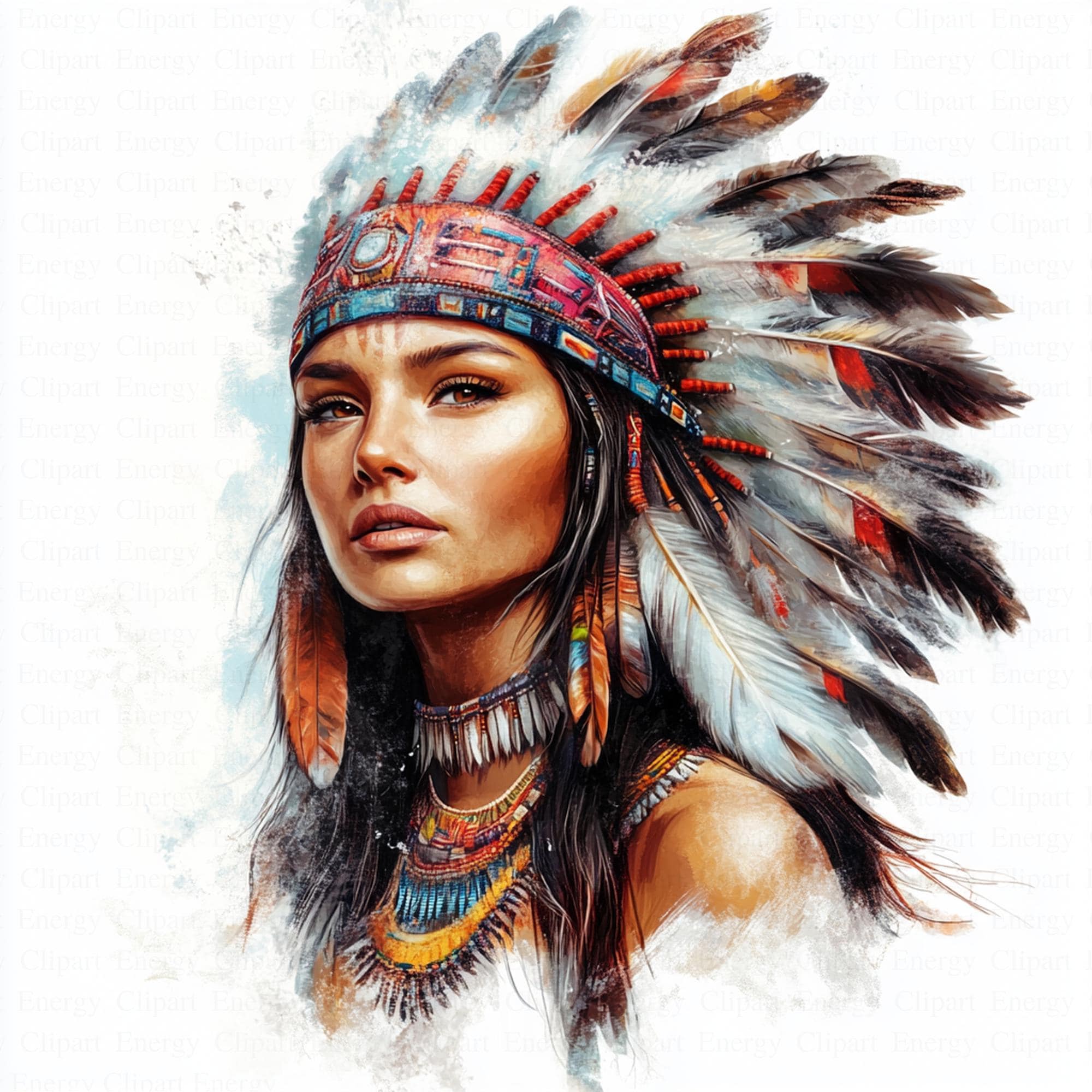 ネイティブ アメリカン インディアン女性のクリップアート | 5 つの高