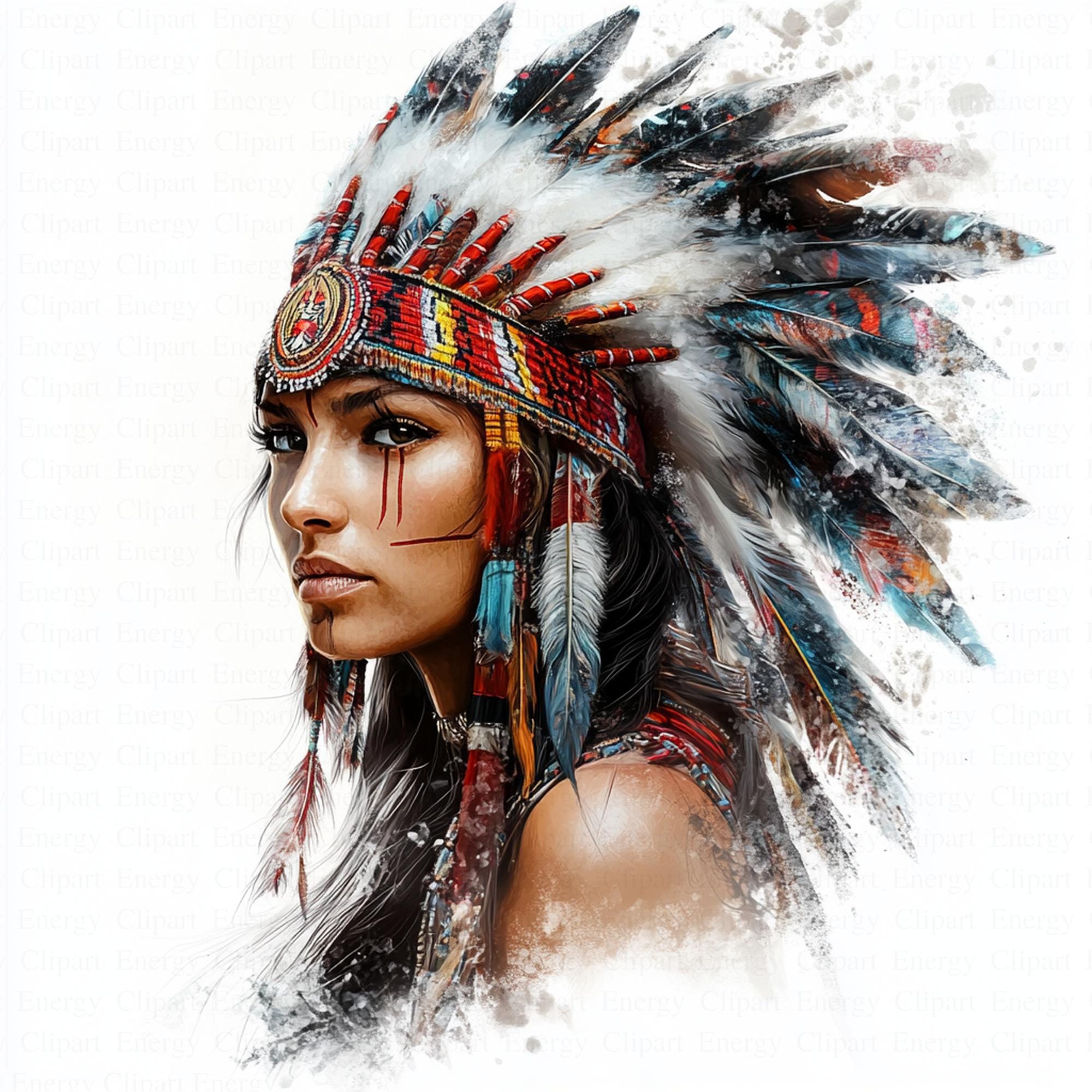 ネイティブ アメリカン インディアン女性のクリップアート | 5 つの高
