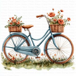 Vintage Fahrrad Clipart | 5 hochwertige JPGs | Digitaler Download | Shabby-Chic | Druckbare Aquarell Clipart | Papiermodelle | Artnr