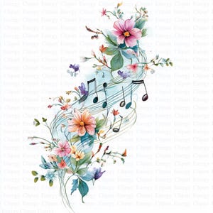 Notes de musique des cliparts | 5 fichiers JPG de haute qualité | Téléchargement numérique | Fabrication de cartes | Scrapbooking | Aquarelle vibrante | Imprimable | Journalisation