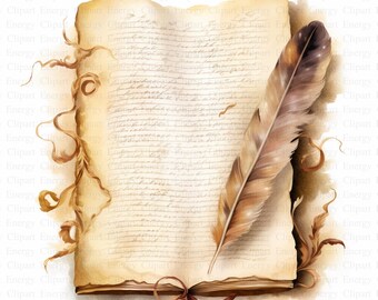 Clipart de pergamino antiguo / 5 archivos JPG de alta calidad / Descarga digital / Gráficos imprimibles / Manualidades con papel digital / Fabricación de tarjetas / Acuarela