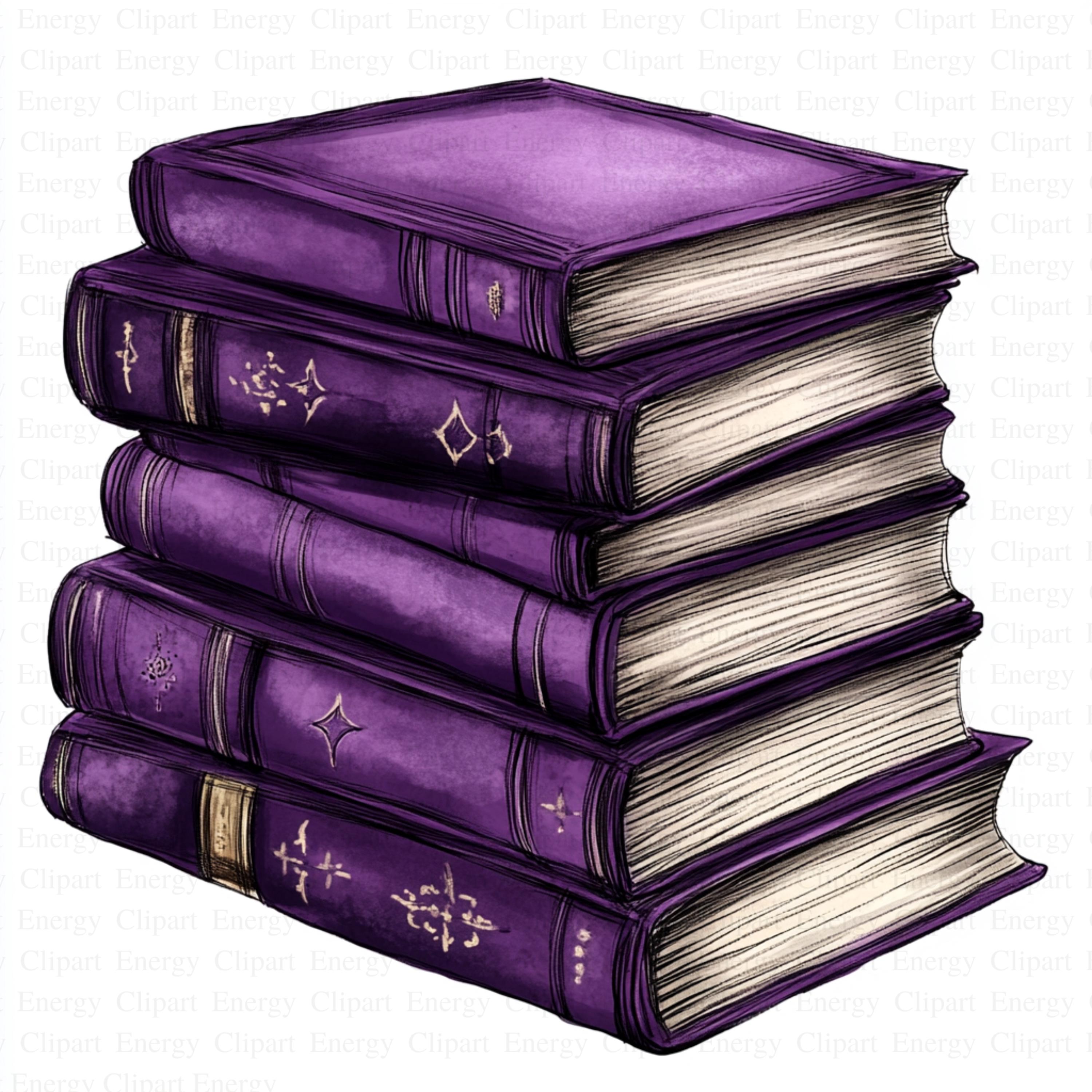 Stack of Purple Books Clipart | 5 High Quality Jpg's | Digital