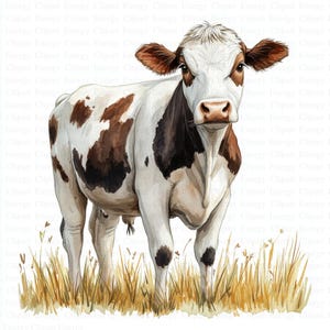Clipart vache | 5 fichiers JPG de haute qualité | Téléchargement numérique | Clipart | Clipart ferme | Clipart aquarelle imprimable | Haute résolution | Créations en papier
