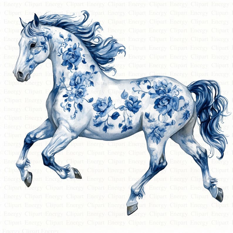 Blue Delft Horse Clipart | 5 High Quality Jpg's | Digital Download ...