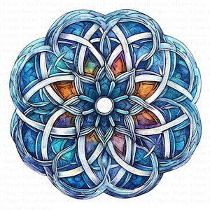Celtic Mandala Clipart | 5 High Quality JPGs | Digital Download | Spiritual Mandala | Printable Watercolor Clipart | High Resolution | Art
