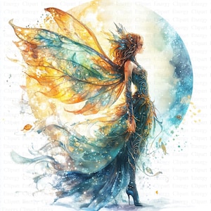 Clipart fée céleste | 5 fichiers JPG de haute qualité | Téléchargement numérique | fée magique | Oeuvre d'art imprimable | Art féerique | Illustrations fantastiques