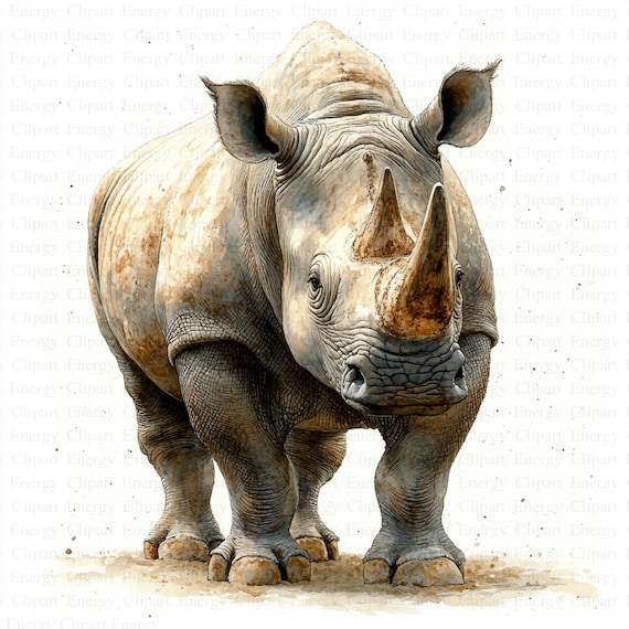Rhino Clipart | 5 High Quality Jpg's | Digital Download | Wildlife