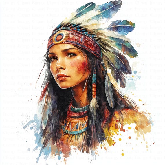 ネイティブ アメリカン インディアン女性のクリップアート | 5 つの高