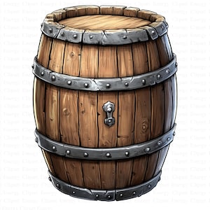 Rustieke houten vaten clipart | 5 JPG's van hoge kwaliteit | Digitale download | Boerderij- en plattelandsdecoratie | Vintage stijl | Clipart | Digitaal knutselen