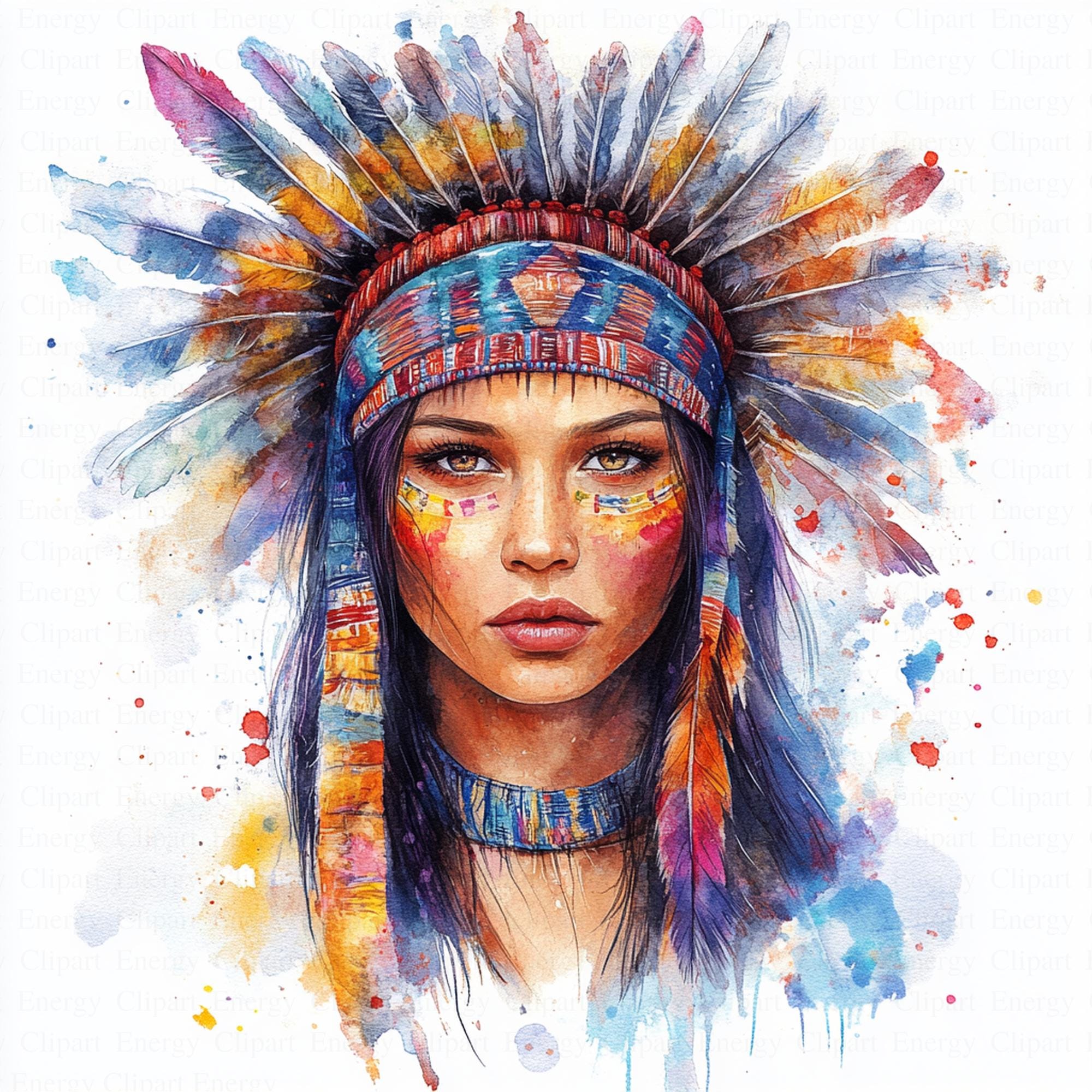 ネイティブ アメリカン インディアン女性のクリップアート | 5 つの高