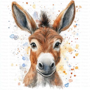 Funny Donkey Clipart | 5 High Quality JPGs | Digital Download | Scrapbooking | Printable Watercolor Clipart | Paper Craft | Junk Journals