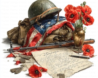 Clipart del Día de los Caídos / 5 JPG de alta calidad / Descarga digital / Paquete de imágenes patrióticas del Día de los Caídos / Arte festivo / Uso comercial