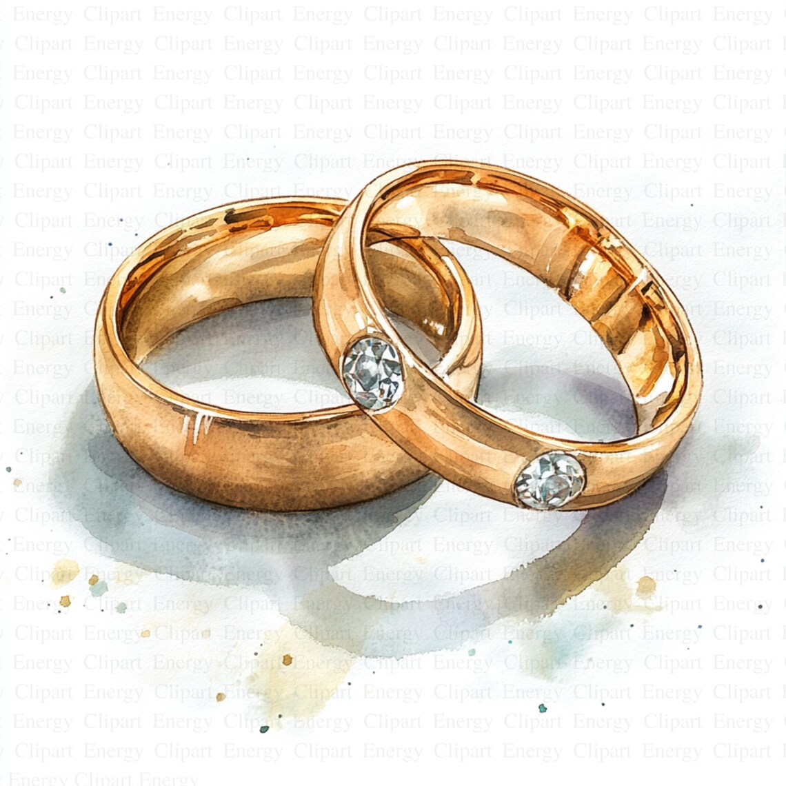 Watercolor Wedding Rings Clipart | 5 High Quality Jpg's | Digital ...