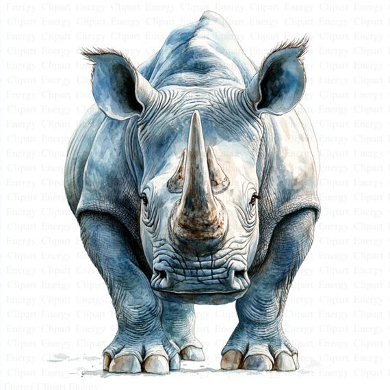 Rhino Clipart | 5 High Quality Jpg's | Digital Download | Wildlife