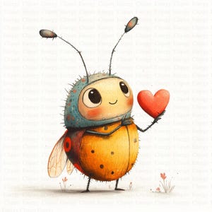 Niedliche Wanze 5 hochwertige JPGs | Digitaler Download | Valentinstag Clipart | Entzückende Insekt Clipart | Liebe Käfer Design | Digitales Basteln