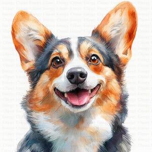 Corgi-clipart | 5 JPG's van hoge kwaliteit | Digitale download | Huisdier-clipart | Schattige hond-clipart | Afdrukbare illustratie |  Digitaal kunstwerkpakket