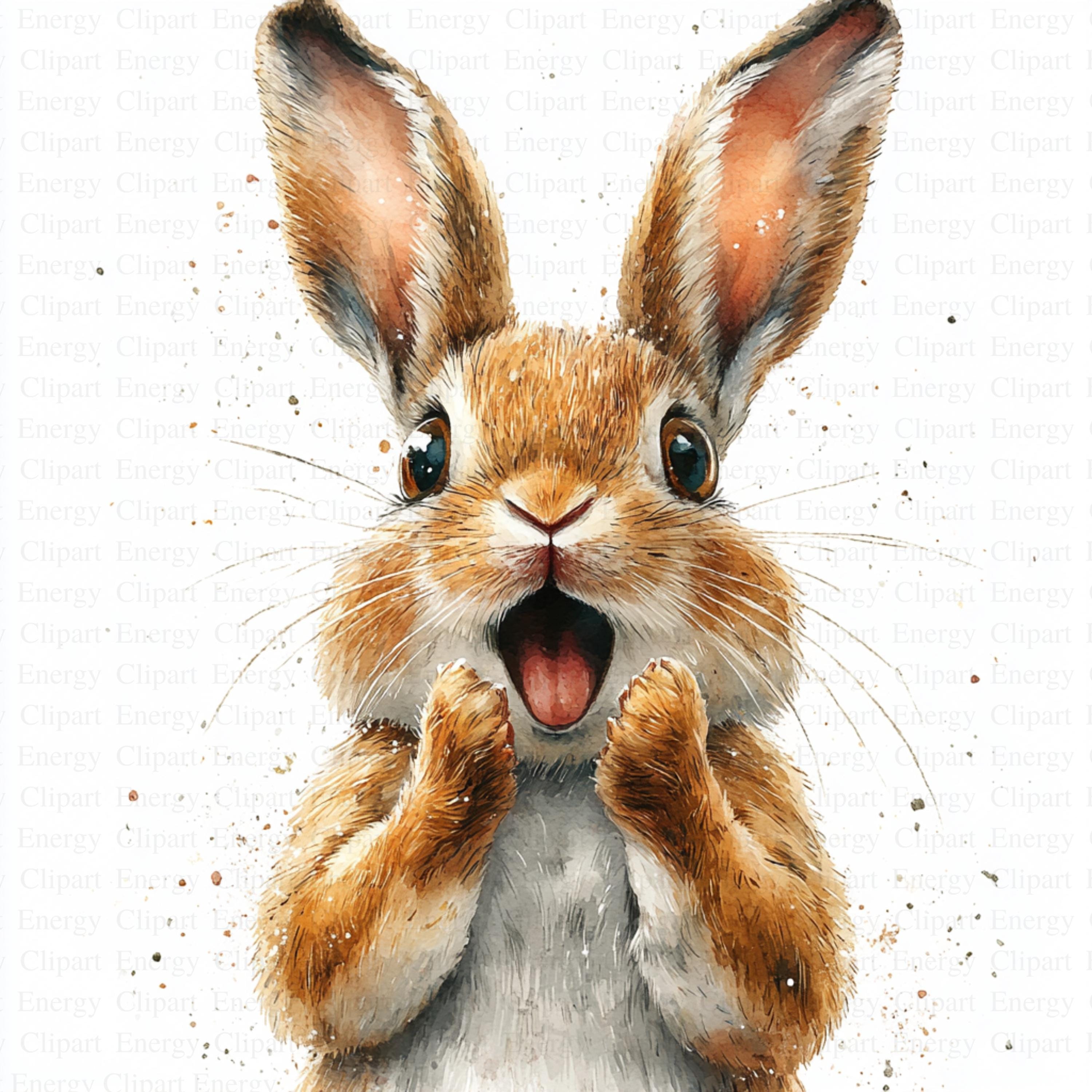 Surprised Hare Clipart | 5 High Quality Jpg's | Digital Download | Hare ...