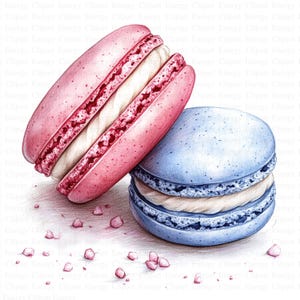 Französische Macarons | 5 hochwertige JPGs | Digitaler Download | Süße Pastelle | Dessert Kunst | Back-Grafiken | Niedliches Essen Designs | Clip Art