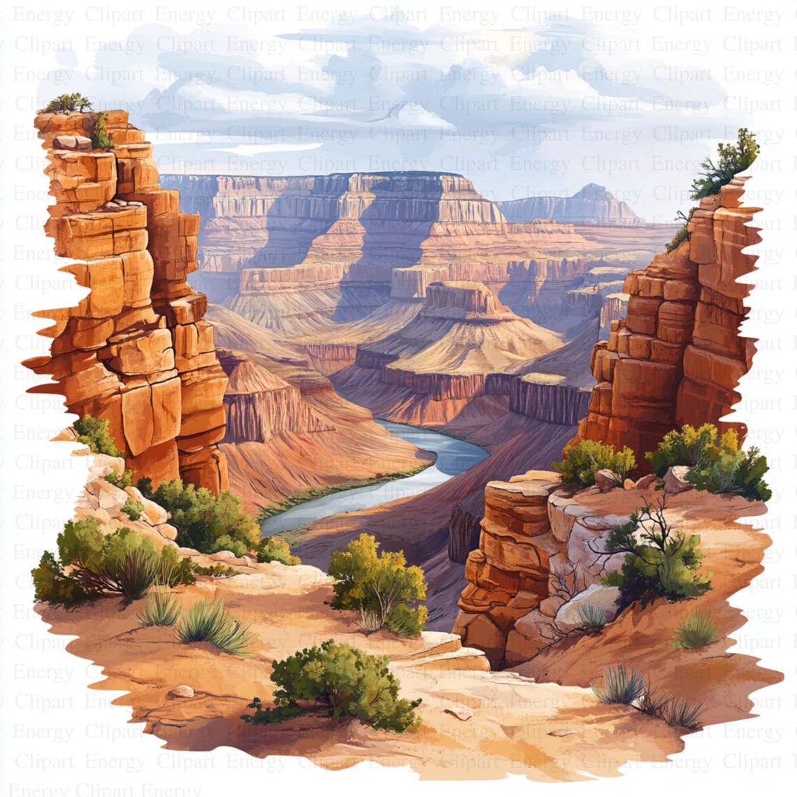 Grand Canyon Landscape Clipart | 5 High Quality Jpgs | Digital Download ...