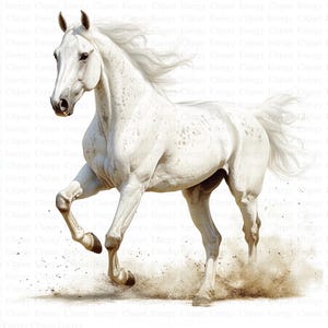 Clipart de caballo blanco / 5 archivos JPG de alta calidad / Descarga digital instantánea / Creación de tarjetas / Clipart de animales lindos / Manualidades de papel digitales / Arte infantil