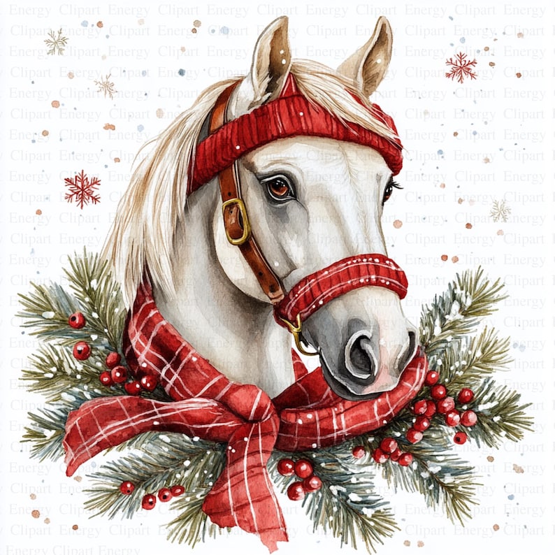 Christmas Horses Clipart | 5 High Quality Jpgs | Digital Download ...