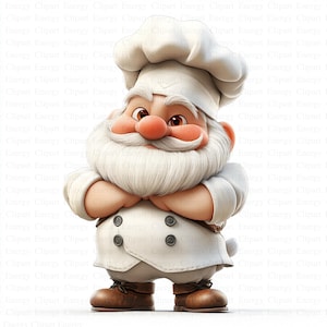 Chef Gnome Clipart | 5 JPGs de alta qualidade | Download digital | Gnomo de cozinha | Gnomo de cozinha | Gnomo de panificação | Criação de cartões | Artesanato digital