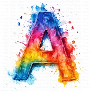 Letra A Clipart / 5 JPG de alta calidad / Descarga digital / Arte inicial / Paquete de imágenes prediseñadas de monograma / Arte decorativo con letras / Arte en acuarela