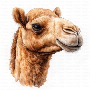 Clipart di cammello ad acquerello / 5 JPG di alta qualità / Download digitale / Clipart di cammello / Arte di animali del deserto / Illustrazione della fauna selvatica / Clipart