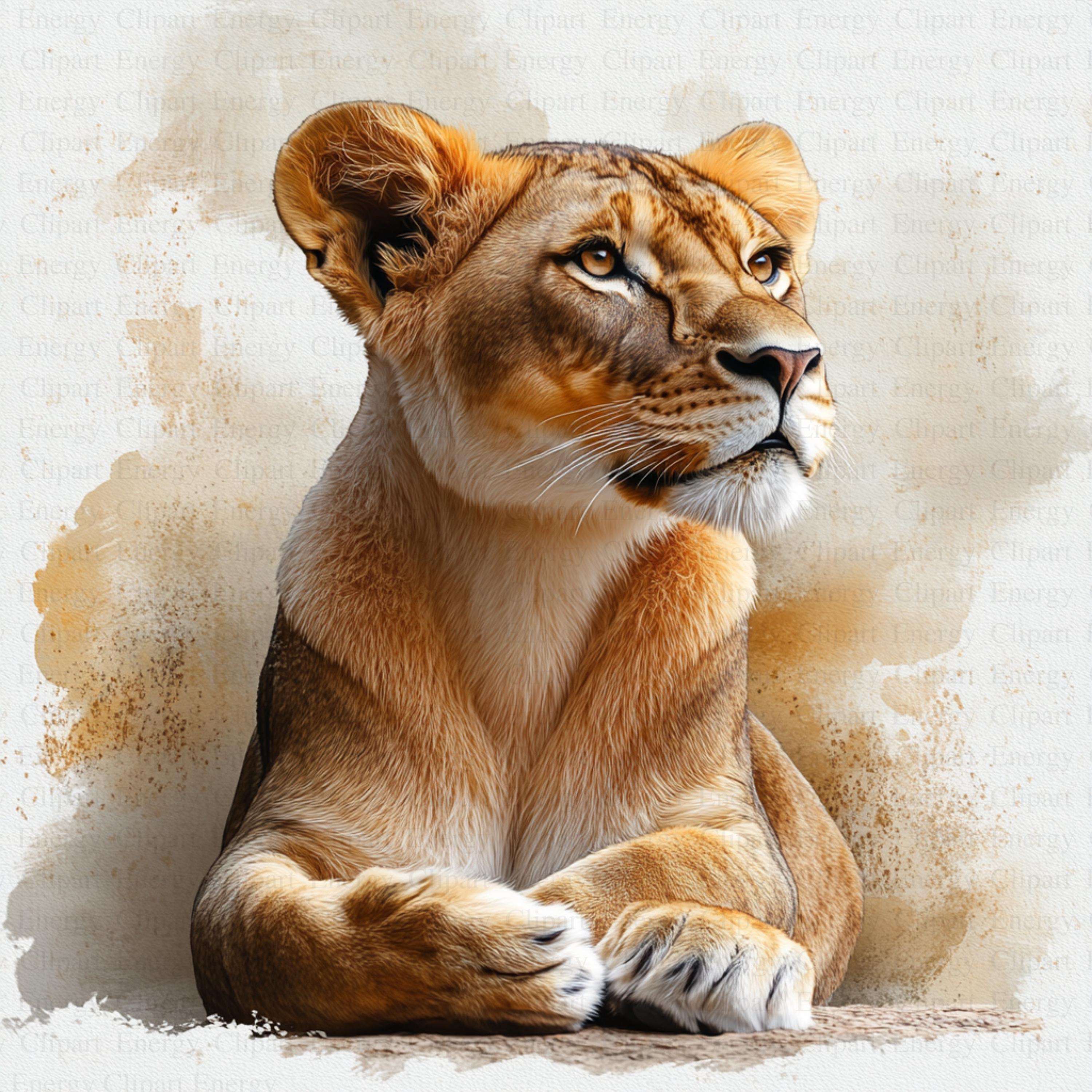 誇り高き雌ライオンのクリップアート | 5 つの高品質 JPG | デジタル