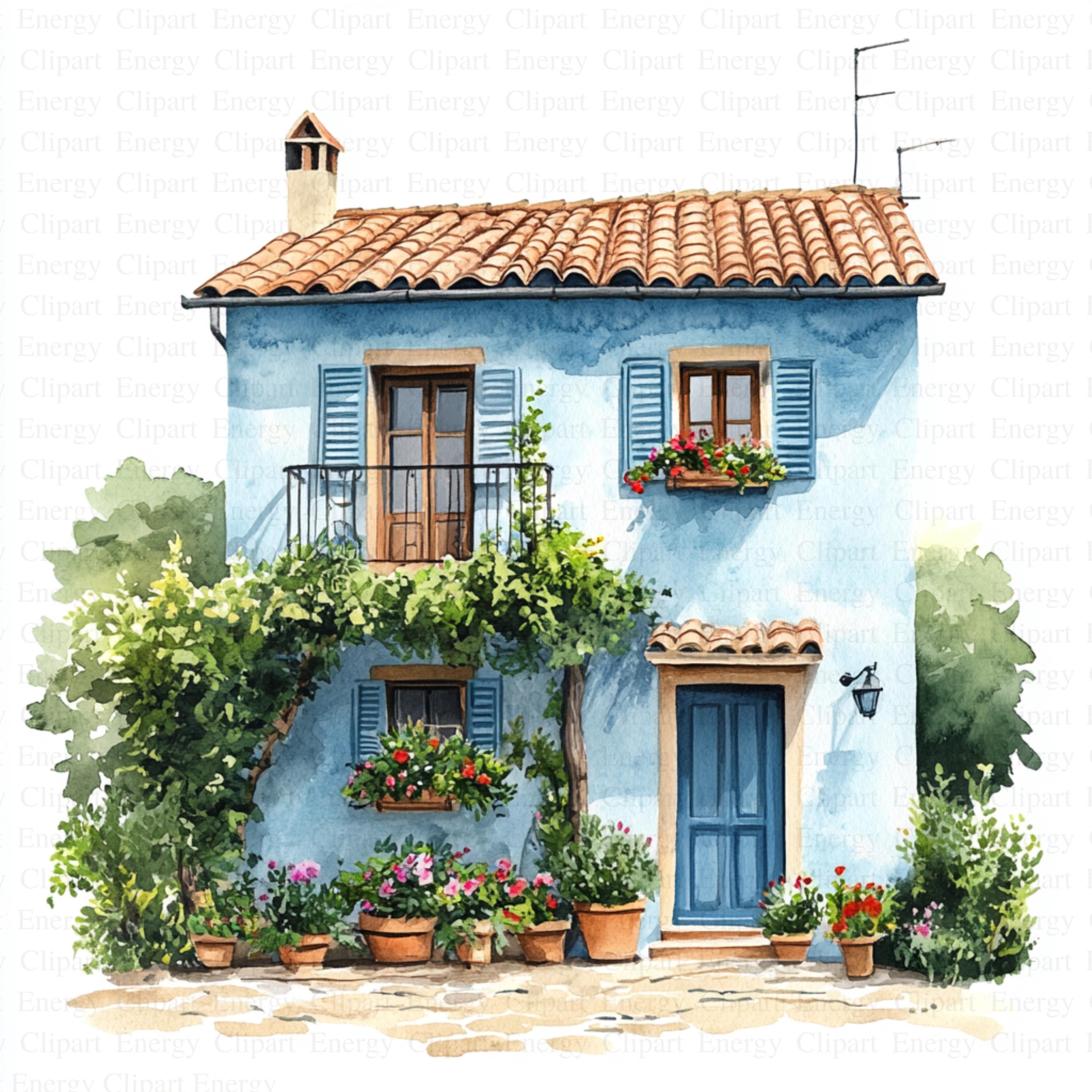 イタリアの田舎の家のクリップアート | 5 つの高品質 JPG | デジタル