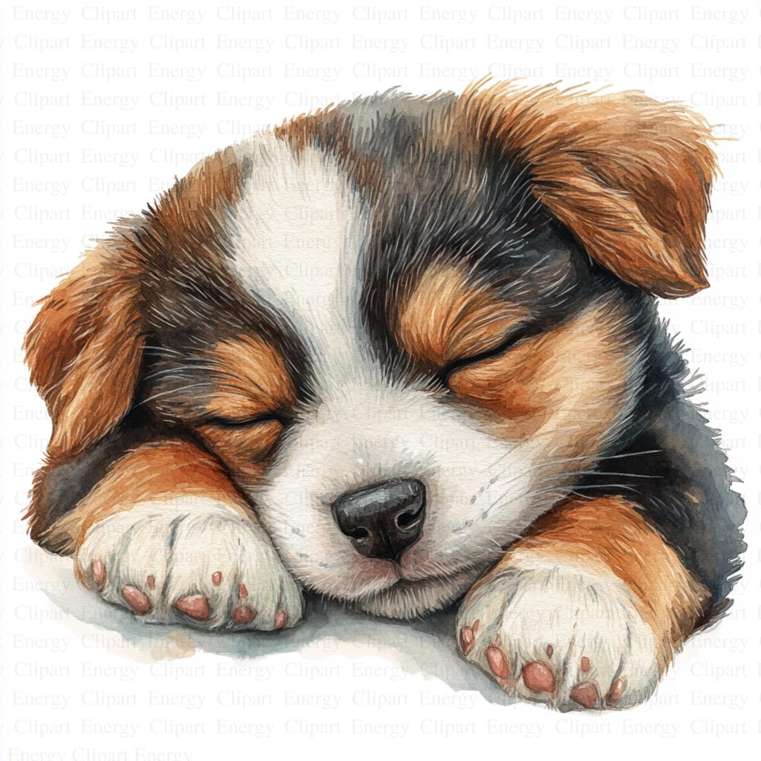 Cute Puppy Sleeping Clipart | 5 High Quality Jpg's | Digital Download ...