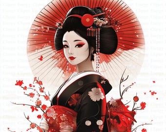 日本の芸者クリップアート | 5 つの高品質 JPG | デジタル