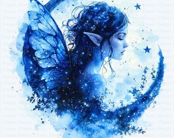 Celestial Fairy Clipart | 5 High Quality JPGs | Digital Download | Fantasy Illustrations | Magical Fairy | Printable Artwork | Fairy Art