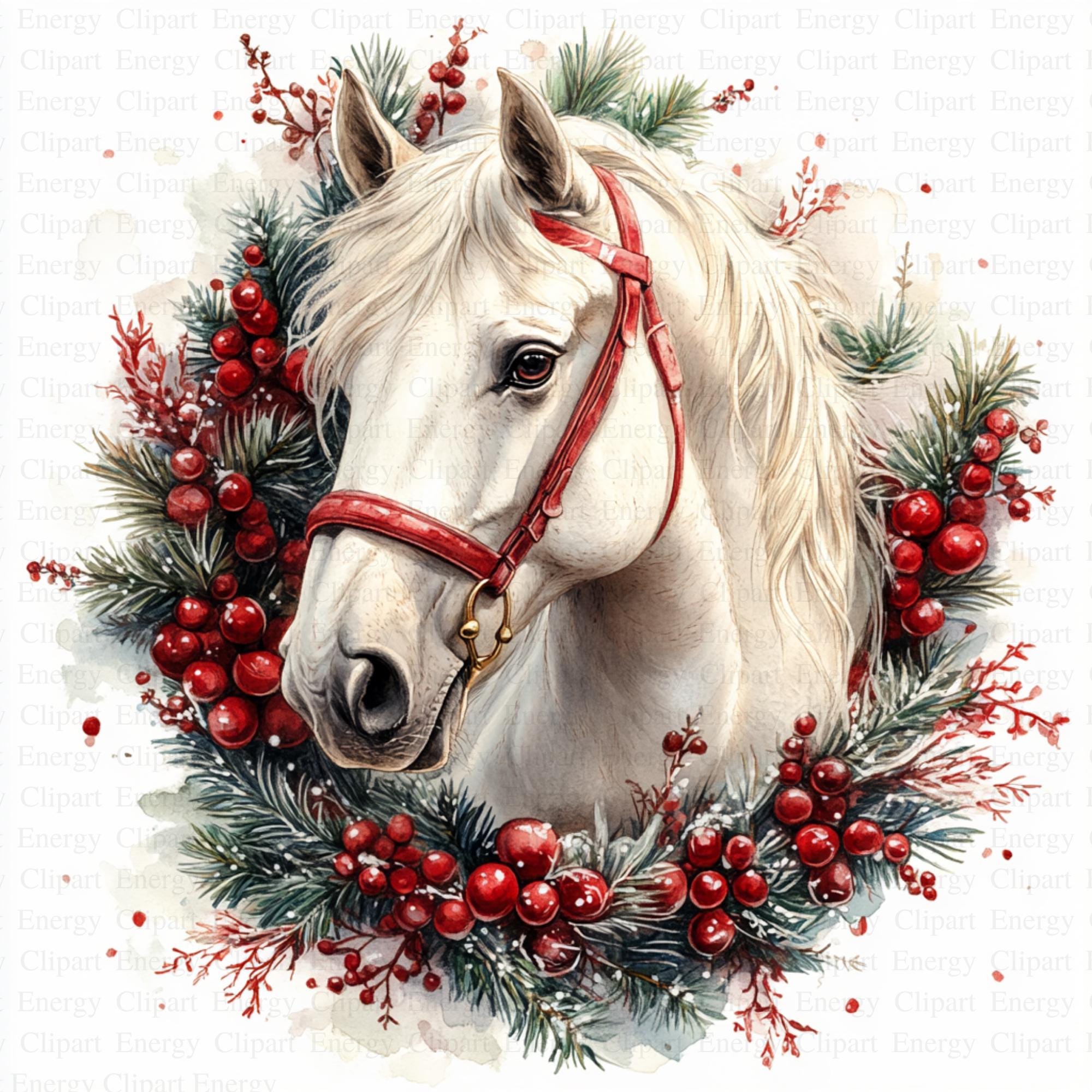 Christmas Horses Clipart | 5 High Quality Jpgs | Digital Download ...