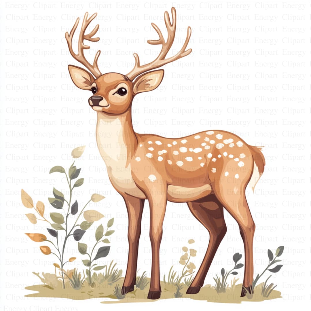 Deer in a Forest Clipart | 5 High Quality Jpg's | Digital Download ...