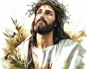 Imágenes prediseñadas de Jesucristo / 5 archivos JPG de alta calidad / Descarga digital / Imágenes prediseñadas de Jesús de Pascua / Imágenes prediseñadas de acuarela imprimibles / Manualidades de papel / Arte de pared