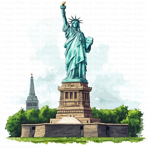 Estátua da Liberdade Clipart | 10 JPGs de alta qualidade | Download Digital | Símbolos Americanos | Arte Patriótica | Atrações da América | Arte para impressão