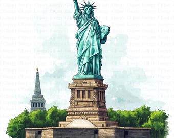 Statue of Liberty Clipart | 10 High Quality JPGs | Digital Download | American Symbols | Patriotic Art | America Attractions | Printable Art