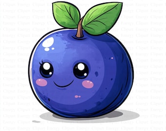 Blueberry Clipart | 5 High Quality JPG's | Digital Download | Fruit Art | Blueberry Graphics |  Cute Blueberry Clipart | scrapbook images