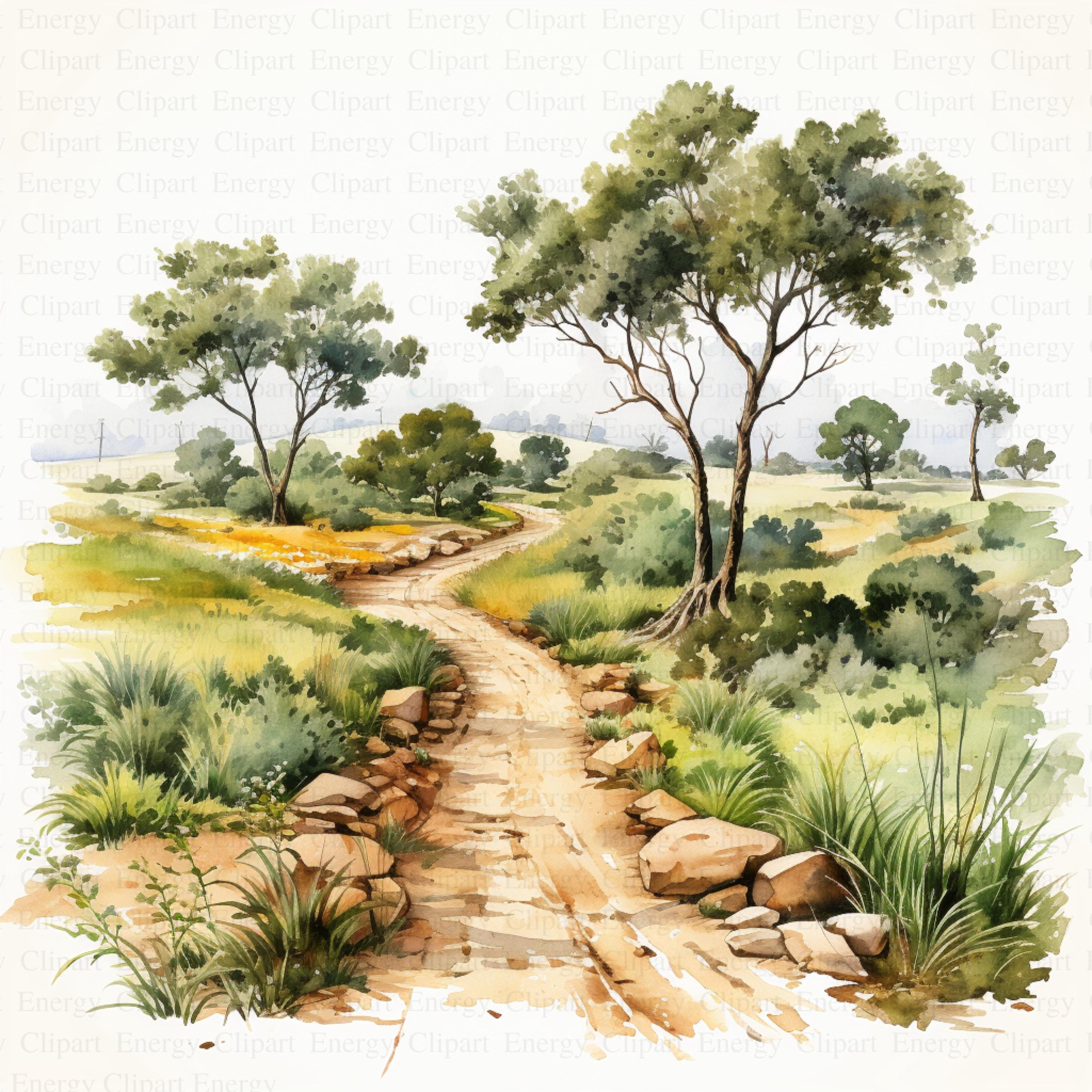 Countryside Trail Clipart | 5 High Quality Jpg's | Digital Download ...