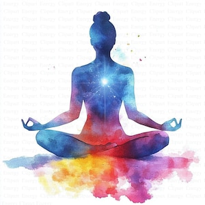 Meditation Clipart | 5 High Quality JPGs | Digital Download | Yoga Clipart | Meditating | Printable Watercolor Clipart | Paper Craft | Art