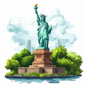 Estátua da Liberdade Clipart em Watrcolor | 10 JPGs de alta qualidade | Download digital | Símbolos americanos | Arte patriótica | América | Arte para impressão