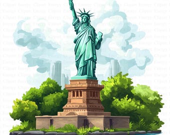 Watrcolor Statue of Liberty Clipart | 10 High Quality JPGs | Digital Download | American Symbols | Patriotic Art | America | Printable Art