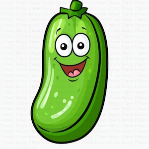 Cucumber Clipart | 5 High Quality JPG&#39;s | Digital Download | Cucumber Graphics | Vegetable Illustrations | Cute Cucumber Art | Card Making