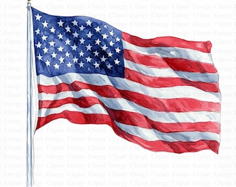 Clipart bandiera americana acquerello / 5 JPG di alta qualità / Download digitale / Creazione di biglietti / Scrapbooking / Artigianato di carta digitale, uso commerciale