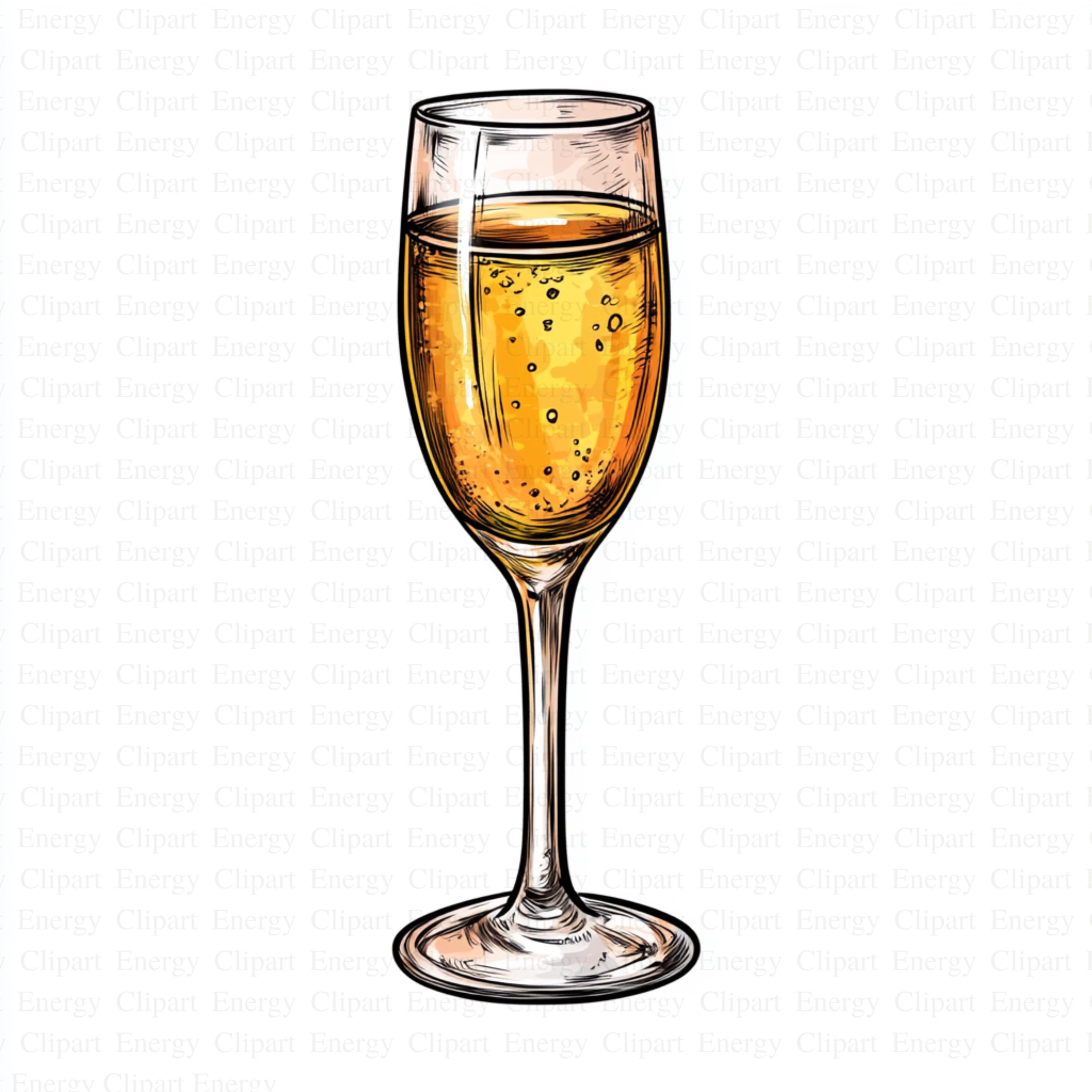 Watercolor Champagne Flute Clipart | 5 High Quality Jpg's | Digital ...