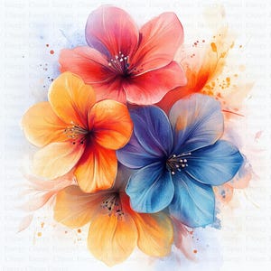 Abstrakt Blumen Clipart | Blumen Print | 5 hochwertige JPGs | Digitaler Download | Scrapbooking | Kartengestaltung | Kommerzielle Nutzung | Clip-Kunst