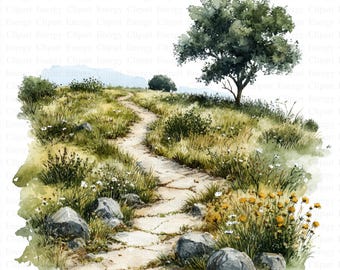 Countryside Trail Clipart | 5 High Quality JPG's | Digital Download | Country Scenery | Countryside Graphics | Scrapbook Images | Cliparts